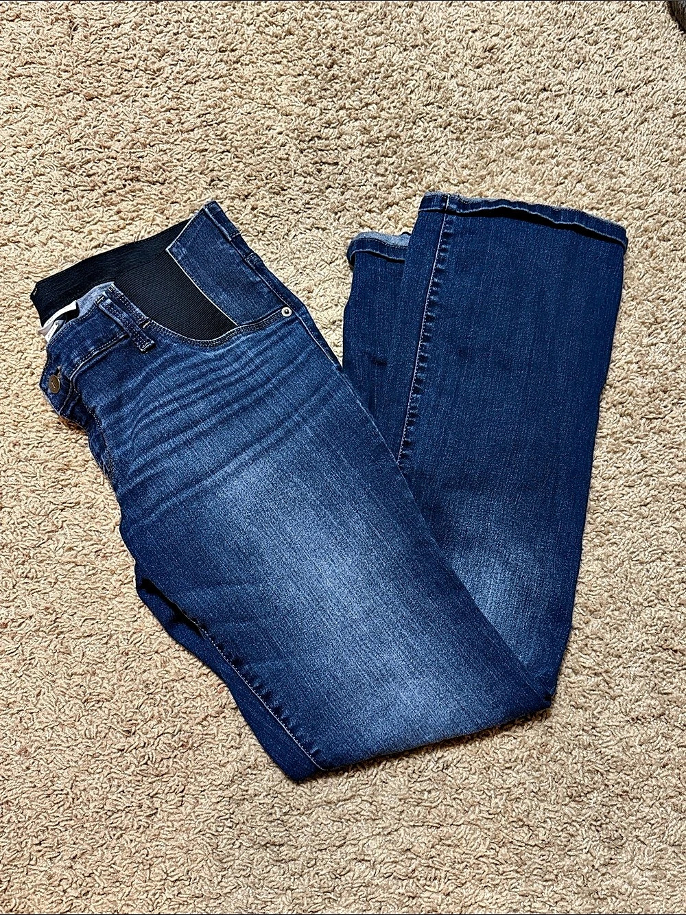 Isabel Maternity Under the Bump Bootcut Jeans Blue Waist 29